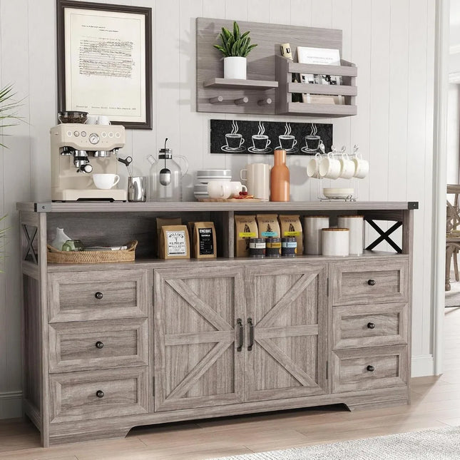 FurnitureZ l  Farmhouse Style Buffet Cabinet for Living Room, Dining Room