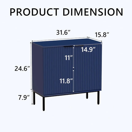 FurnitureZ l  Blue Wooden Buffet with Fluted Design for Living Room, Dining Room