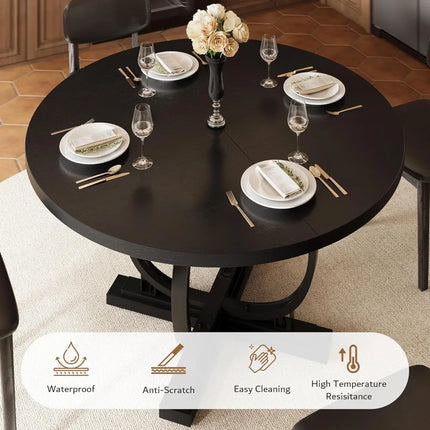FurnitureZ l 59" Extendable Round Dining Table for Dining Room