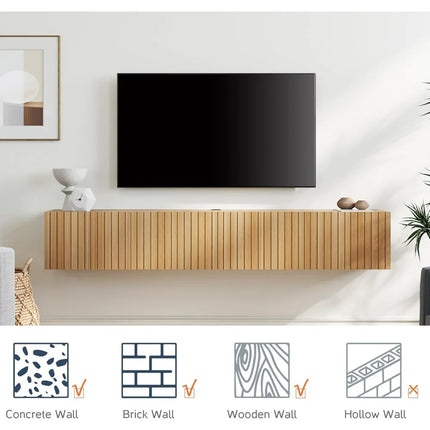 FurnitureZ l  Modern Wall-Mounted Floating TV Stand for Living Room, Bedroom