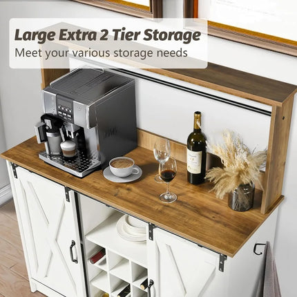 FurnitureZ l Farmhouse Coffee Bar Cabinet for Kitchen, Dining Room