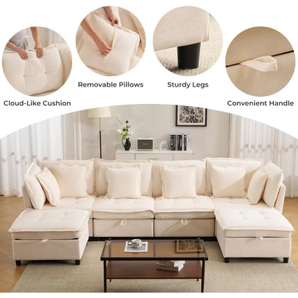 FurnitureZ l  102.5" Modular Sectional Sofa for Living Room