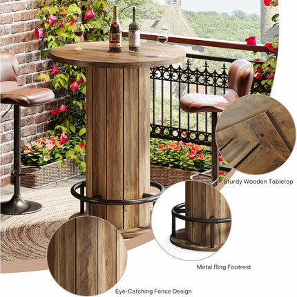 FurnitureZ l 39.4" H Wood Bistro Pub Table for Dining Room