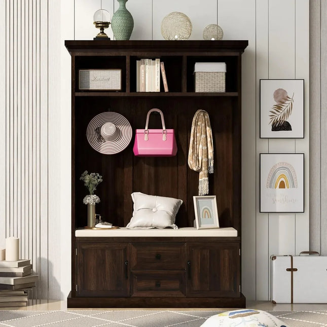 FurnitureZ l  Entryway Hall Tree Storage Cabinet for Entryway