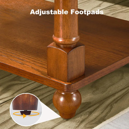 FurnitureZ l  Solid Wood Sofa Side 2-Tier Skinny Table for Living Room