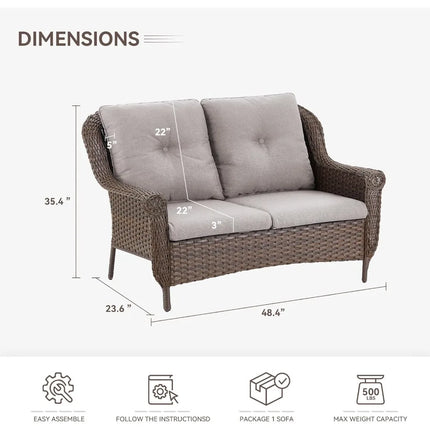 FurnitureZ l  Brown Rattan Outdoor Wicker Loveseat