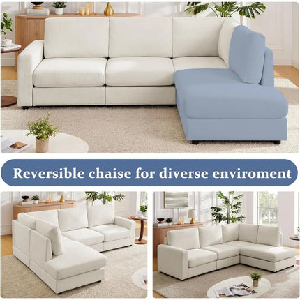 FurnitureZ l  100“ L Shaped Couch with Reversible Chaise Sectional Sofa Corner Couches for Living Room