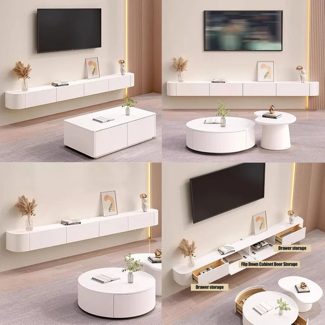 FurnitureZ l  Modern Wall-Mounted TV Stand for Living Room, Bedroom