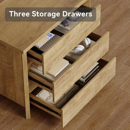 FurnitureZ l  3-Drawer Nightstand for Bedroom