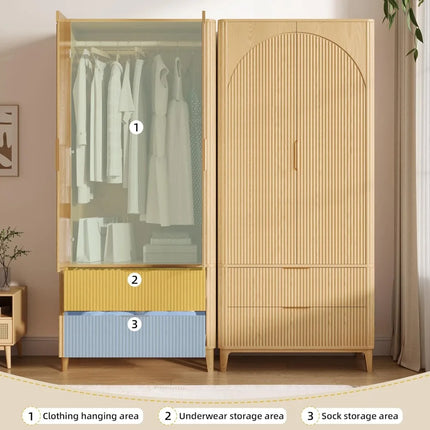 FurnitureZ l  70.1" Arched Wooden Wardrobe for Bedroom