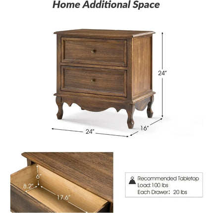 FurnitureZ l  Vintage Solid Wood Nightstand Table for Living Room, Bedroom