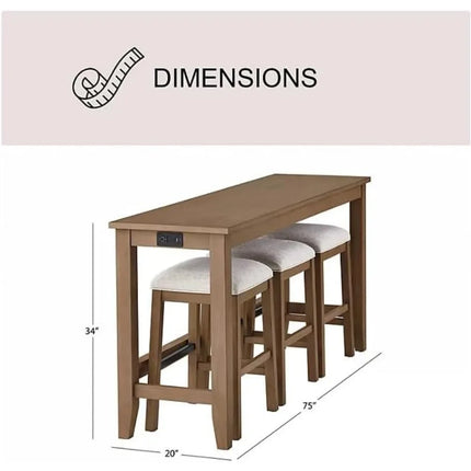 FurnitureZ l  Members Mark Lowell 4-Piece Console Table Set with Stools for Dining Room