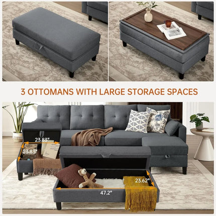 FurnitureZ l  100" Convertible Sectional Sleeper Sofa for Living Room