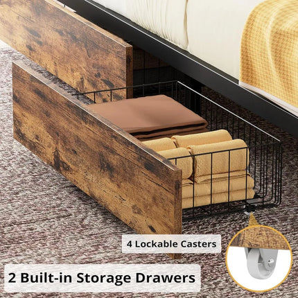 FurnitureZ l Twin Corner Bed Frame with LED Lights and Charging Station for Bedroom