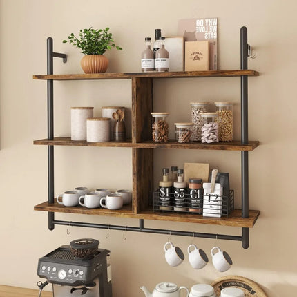 FurnitureZ l  Wall-Mounted 3-Tier Ladder Style Rack Shelf for Kitchen, Dining Room, Home Office, Bathroom