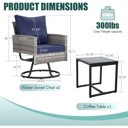 FurnitureZ l  3-Piece Patio Furniture Set for Outdoor