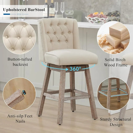 FurnitureZ l  28.5" Modern Swivel Bar Stools Set of 2 for Dining Room