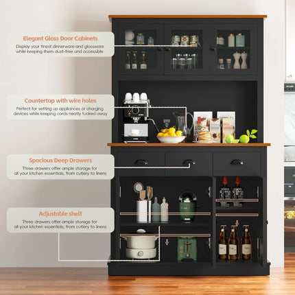 FurnitureZ l  71" Pantry Cabinet for Kitchen, Dining Room