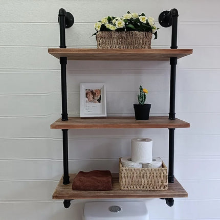 FurnitureZ l  Rustic Industrial Style 24 Pipe Wall Shelves for Bathroom