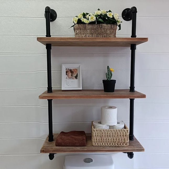 FurnitureZ l  Rustic Industrial Style 24 Pipe Wall Shelves for Bathroom