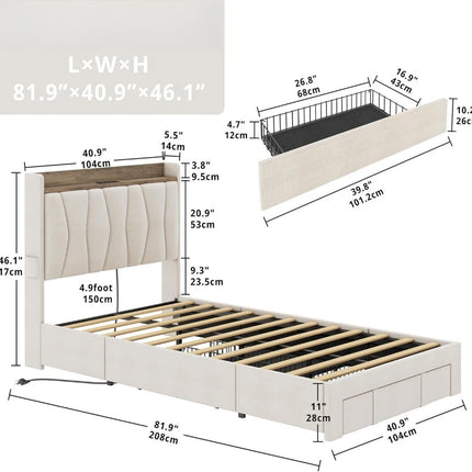 FurnitureZ l  Twin Bed Frame for Bedroom, Kids