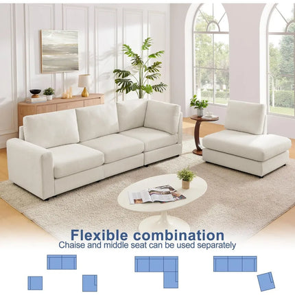 FurnitureZ l  100“ L Shaped Couch with Reversible Chaise Sectional Sofa Corner Couches for Living Room