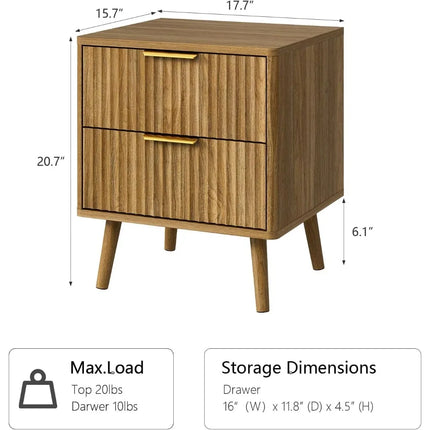 FurnitureZ l  Modern Fluted Nightstand Table for Living Room, Bedroom