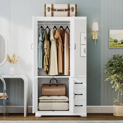 FurnitureZ l Wide Mirrored Wardrobe Closet for Bedroom