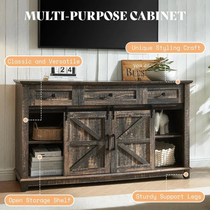 FurnitureZ l  65" TV Stand Farmhouse Style Entertainment Center for Living Room