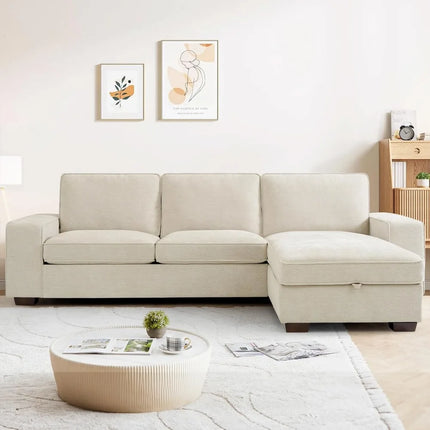 FurnitureZ l  102" Convertible Sectional Sofa Couch for Living Room