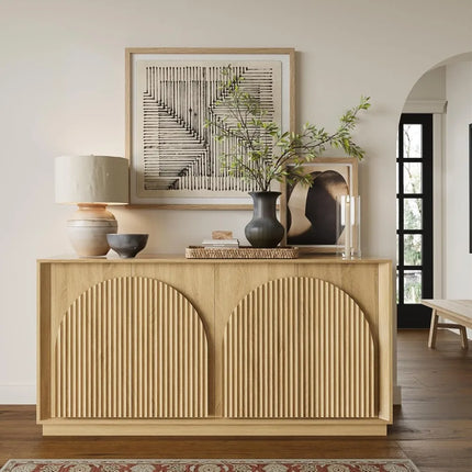 FurnitureZ l  Modern Fluted Sideboard Buffet Cabinet for Living Room, Dining Room