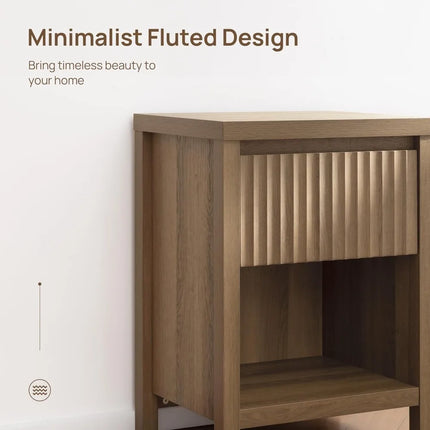 FurnitureZ l  Fluted Nightstands Table in Farmhouse Style for Living Room, Bedroom