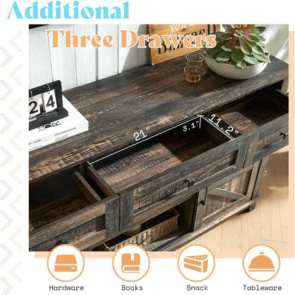 FurnitureZ l  65" TV Stand Farmhouse Style Entertainment Center for Living Room