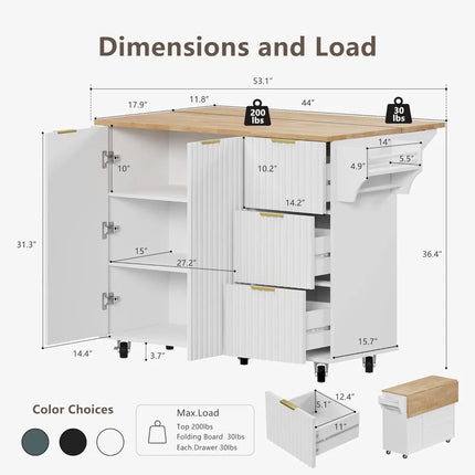 FurnitureZ l  Versatile Kitchen Island with Storage
