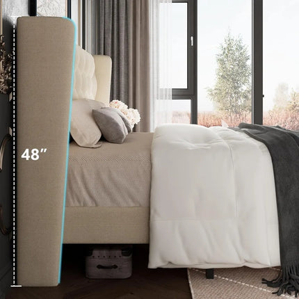 FurnitureZ l  Queen-Sized Platform Bed Frame for Bedroom