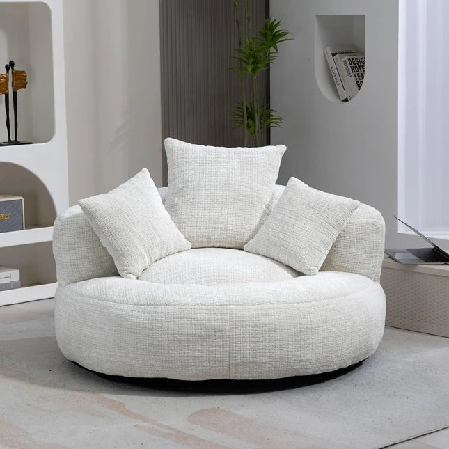 FurnitureZ l  43" W Comfort Round Bean Bag Sofa with 3 Pillows for Living Room, Bedroom