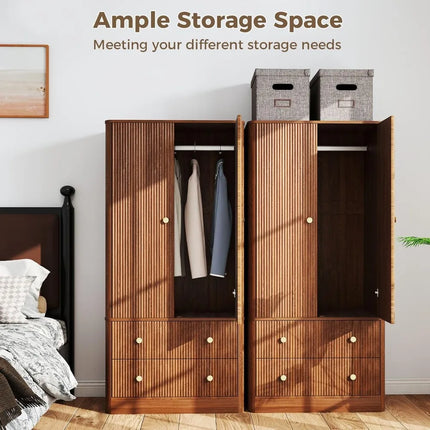 FurnitureZ l  Curved Profile Wooden Armoire for Bedroom