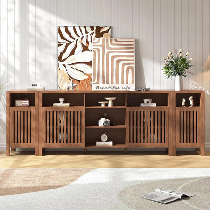 FurnitureZ l  Rustic Brown Farmhouse TV Stand for Living Room, Bedroom