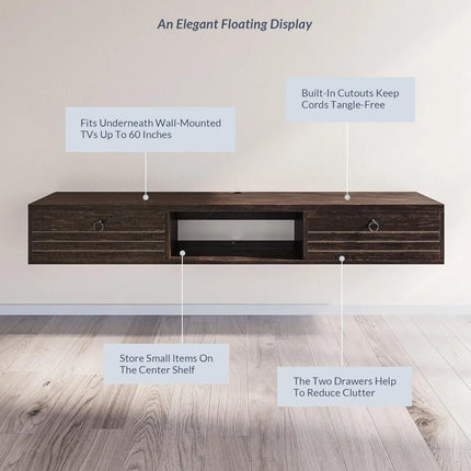 FurnitureZ l  Contemporary 63" Wall-Mounted TV Console