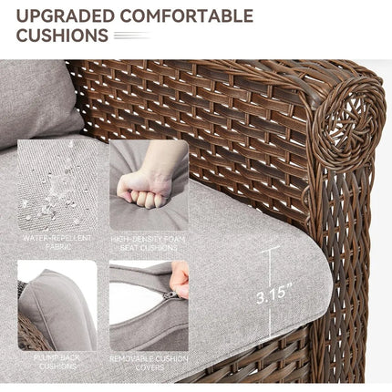 FurnitureZ l  Brown Rattan Outdoor Wicker Loveseat