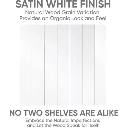 FurnitureZ l  Premium White 42" Wall-Mounted Solid Wood Floating Shelf for Kitchen, Home Office