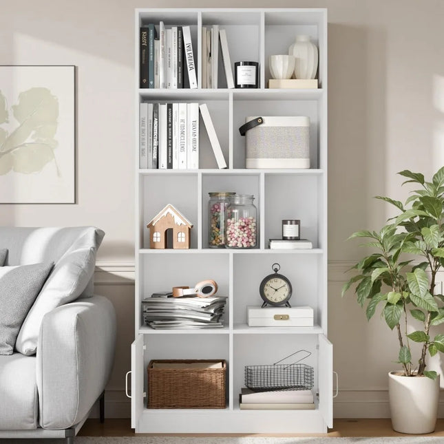 FurnitureZ l  70" Tall White Bookshelf for Living Room, Home Office