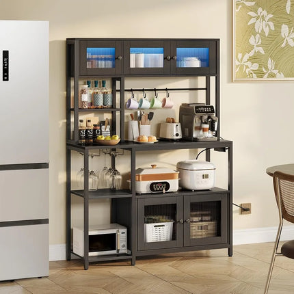 FurnitureZ l 45.3" Coffee Bar Cabinet with Wine Rack for Kitchen, Dining Room