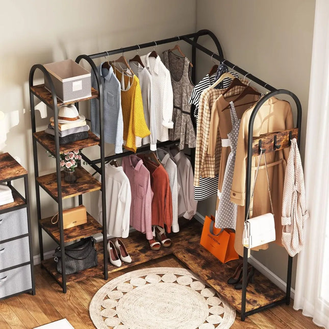 FurnitureZ l L Shape Clothes Rack for Dressing Room