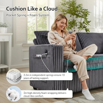 FurnitureZ l  65" Sleeper Sofa Bed, Convertible Pull Out Couch with Small Table for Bedroom