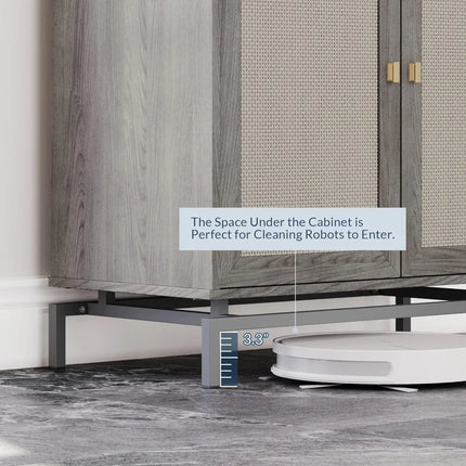 FurnitureZ l  Pair of Rattan-Door Sideboards for Living Room, Dining Room