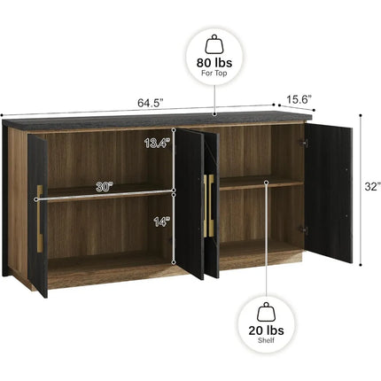 FurnitureZ l  65" Modern Buffet Sideboard for Living Room, Dining Room