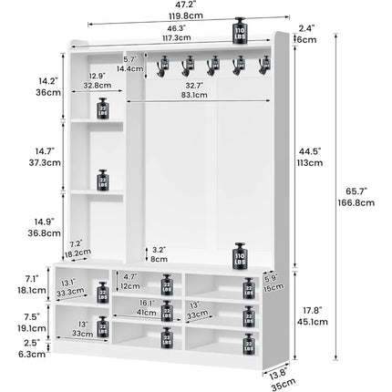 FurnitureZ l  Multifunctional White Storage Bench for Entryway