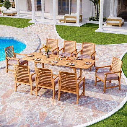 FurnitureZ l  2 Pieces Acacia Wood Outdoor Dining Chairs with Cushions for Outdoor