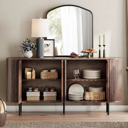 FurnitureZ l  Fluted Door Sideboard Buffet Cabinet, TV Stand for Living Room, Dining Room